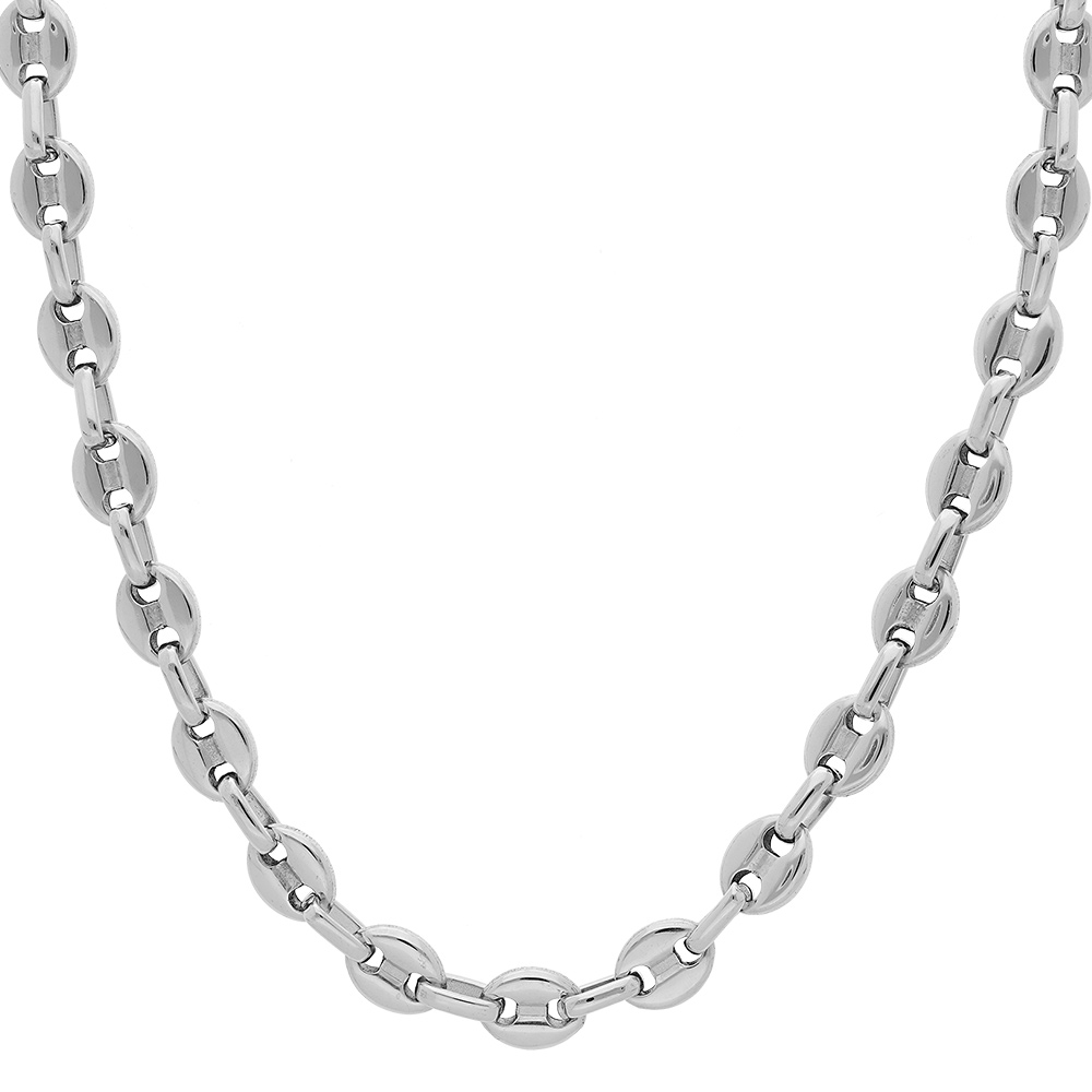 Cha�ne en acier maille grains caf� - largeur 6mm longueur 55cm - Vue 2