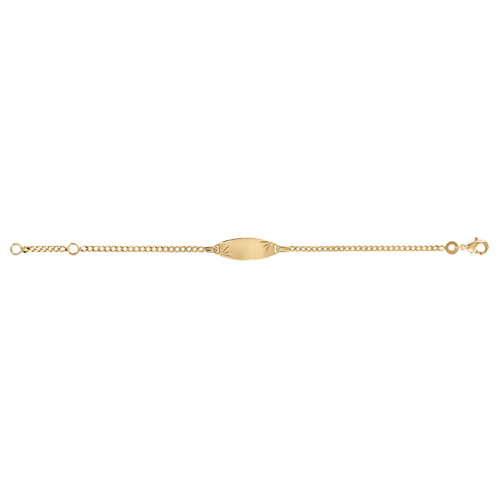 Gourmette B�b� en vermeil maille gourmette 2mm ovale diamant�e etoile - 15/13cm - Vue 2