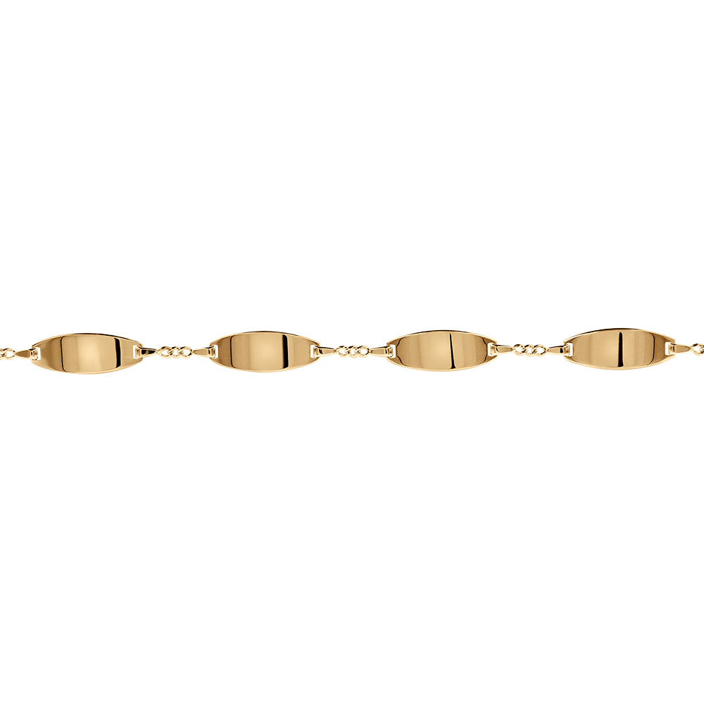 Gourmette  femme vermeil  2mm 4 plaques ovales - 19cm r�glable 18 - Vue 2