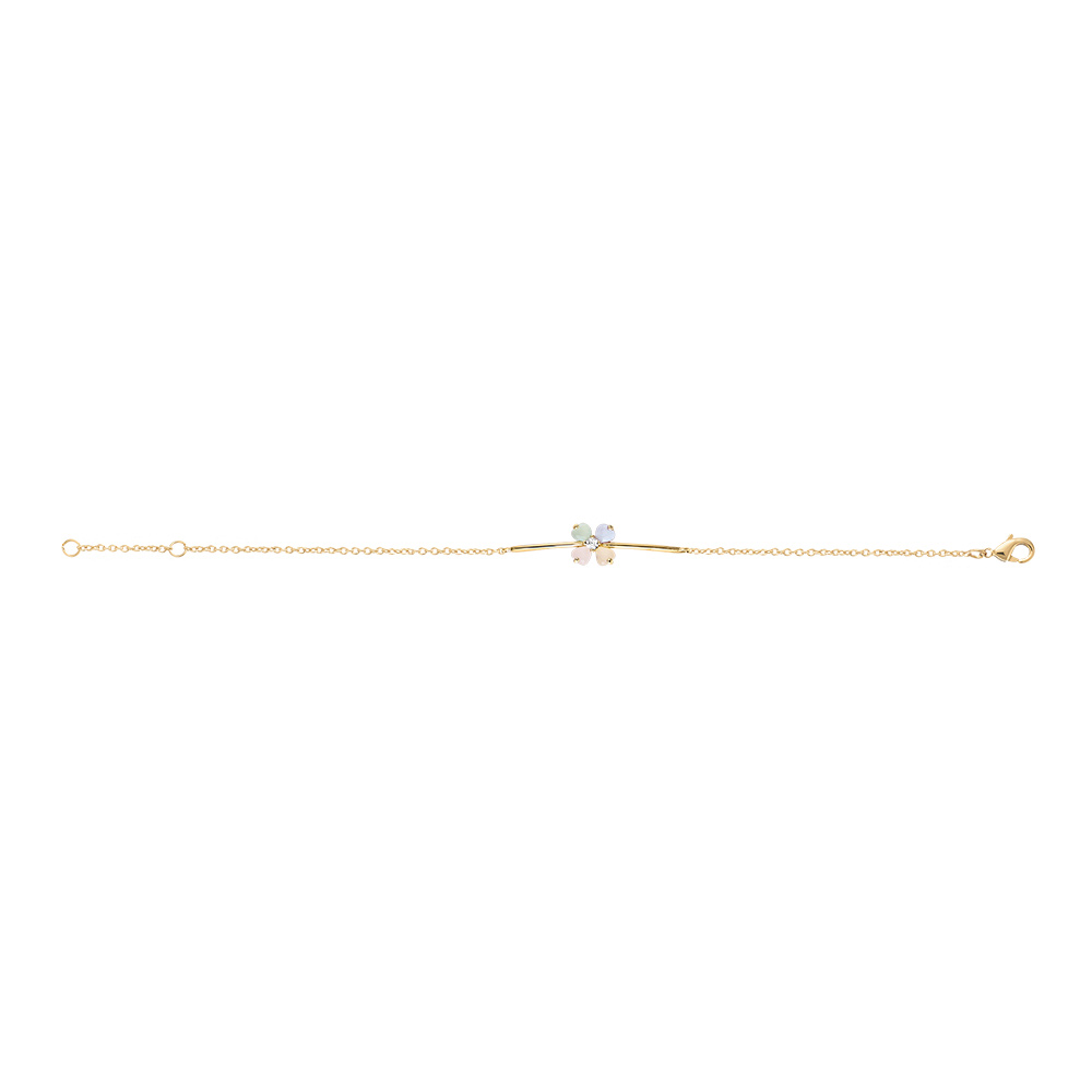 Bracelet en vermeil forme fleur verre opaque pastel - 16+2cm - Vue 2