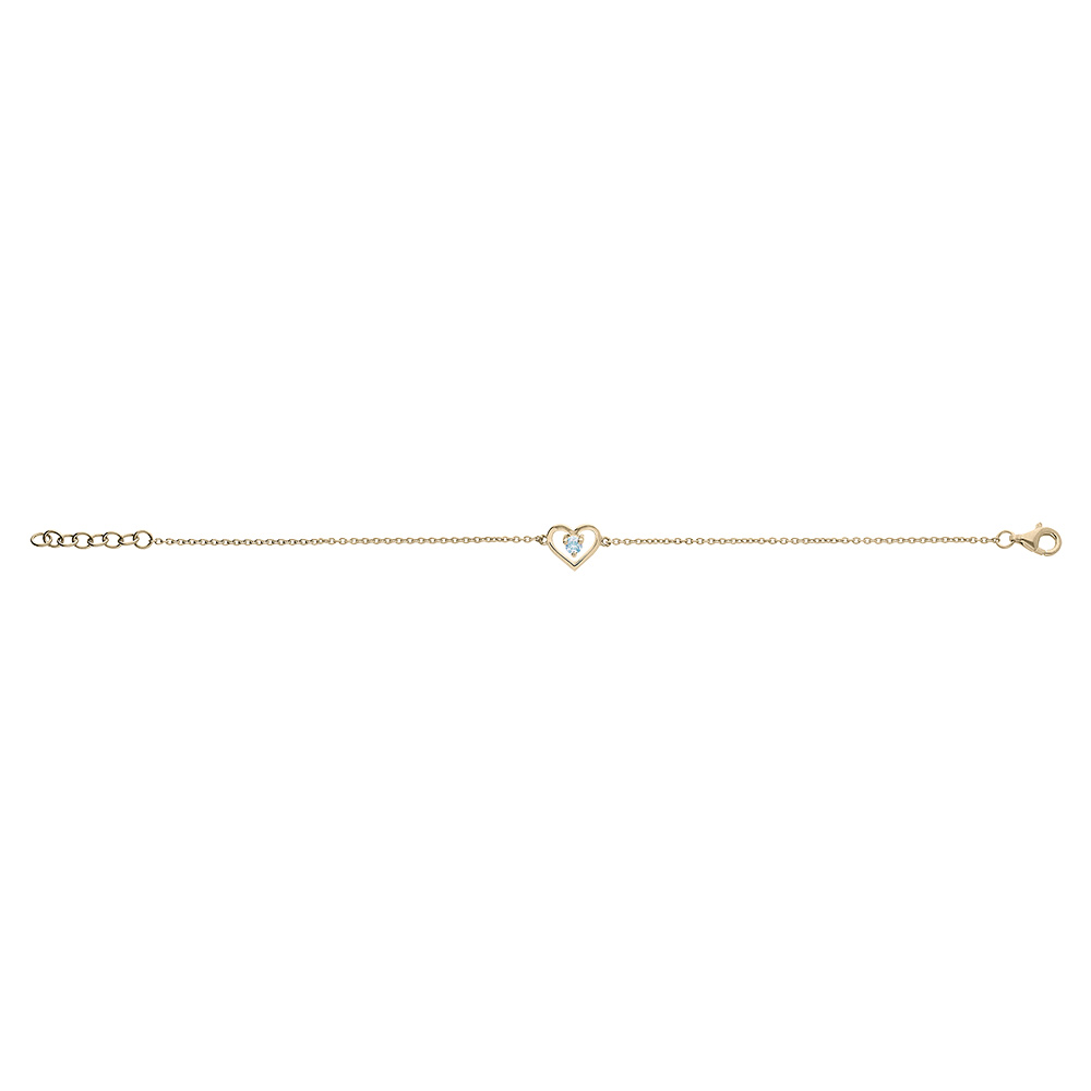 Bracelet en vermeil coeur ajour� et oxyde bleu ciel - 14+3cm - Vue 2