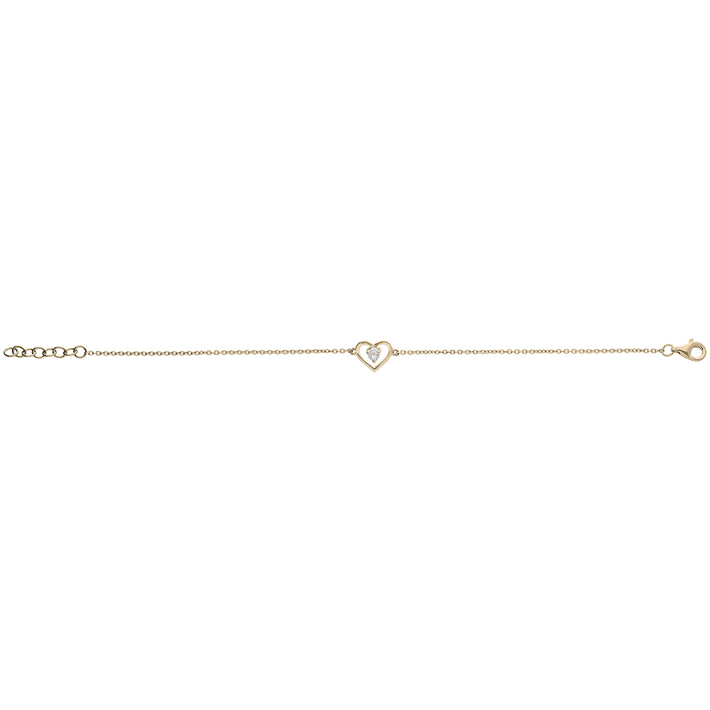 Bracelet en vermeil  avec coeur ajour� et oxyde blanc - 14+3cm - Vue 2