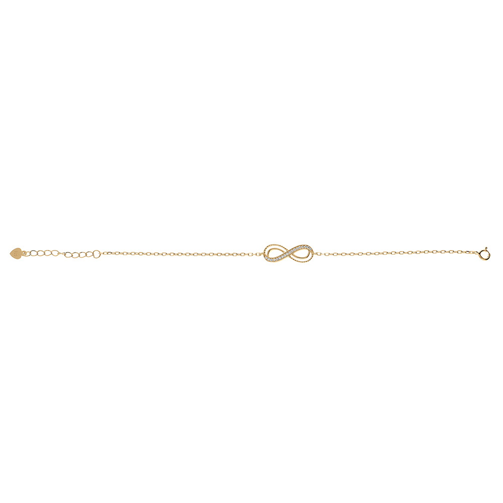 Bracelet en vermeil motif infini ajour� avec oxydes blancs sertis - 16+2cm - Vue 2