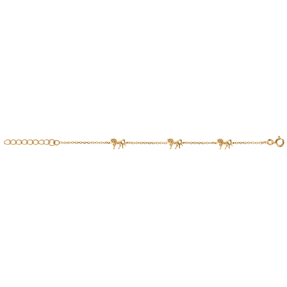 Bracelet en vermeil enfant trois chevaux  - 15+3cm - Vue 2