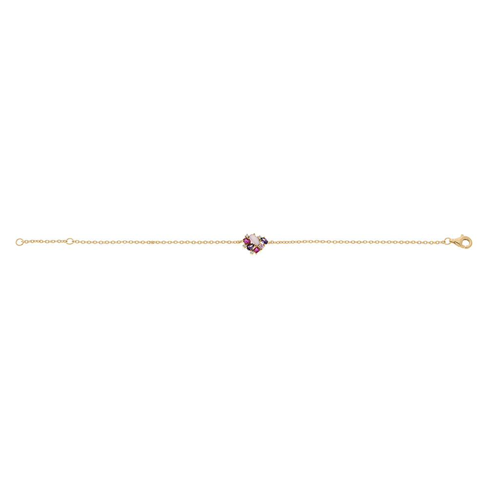 Bracelet en vermeil oxydes roses et violet - 16+2cm - Vue 2