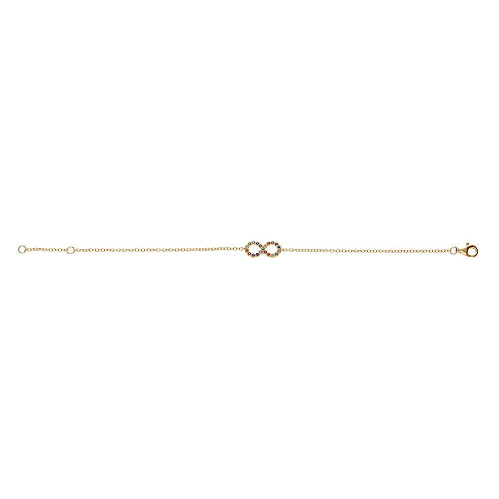 Bracelet en vermeil motif infini multi couleurs - 16+2cm - Vue 2