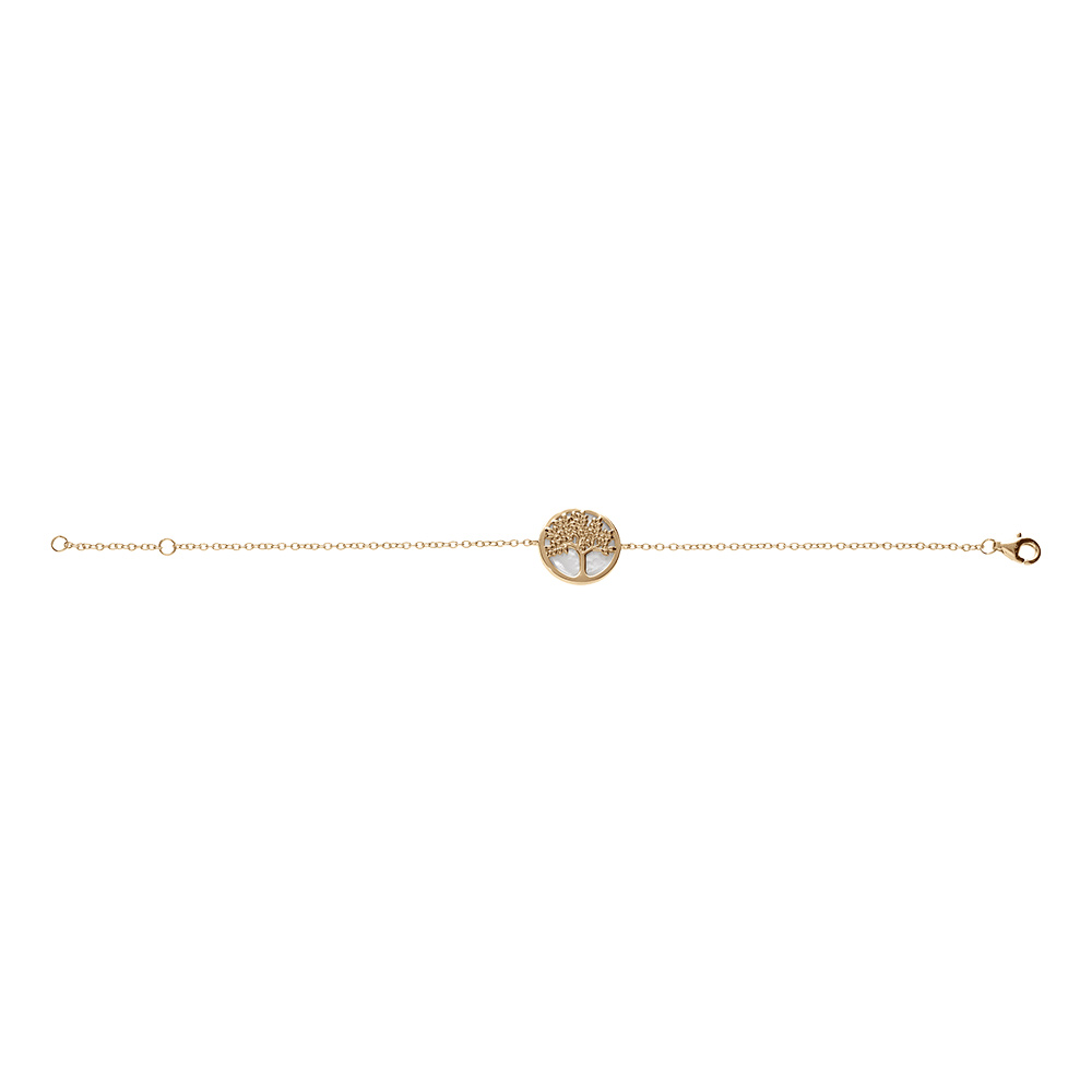 Bracelet en vermeil arbre de vie avec nacre blanche - 16+2cm - Vue 2
