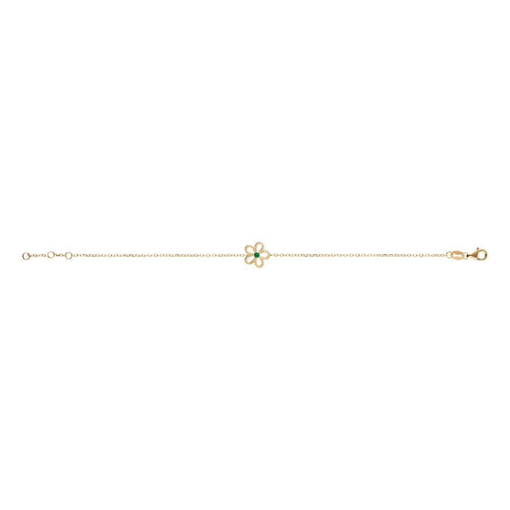 Bracelet en vermeil fleur ajour�e avec oxyde vert - 15+3cm - Vue 2