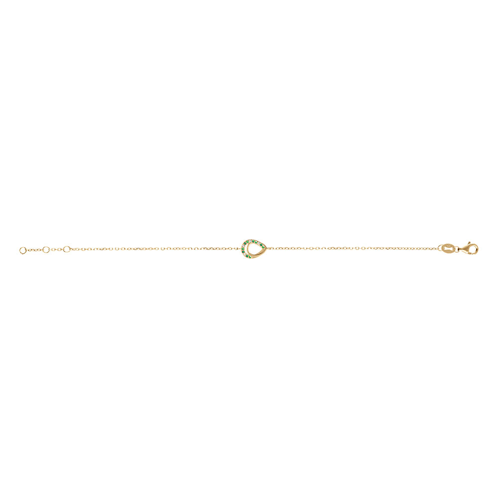 Bracelet en vermeil goutte avec oxydes verts vet blancs sertis -15+3cm - Vue 2