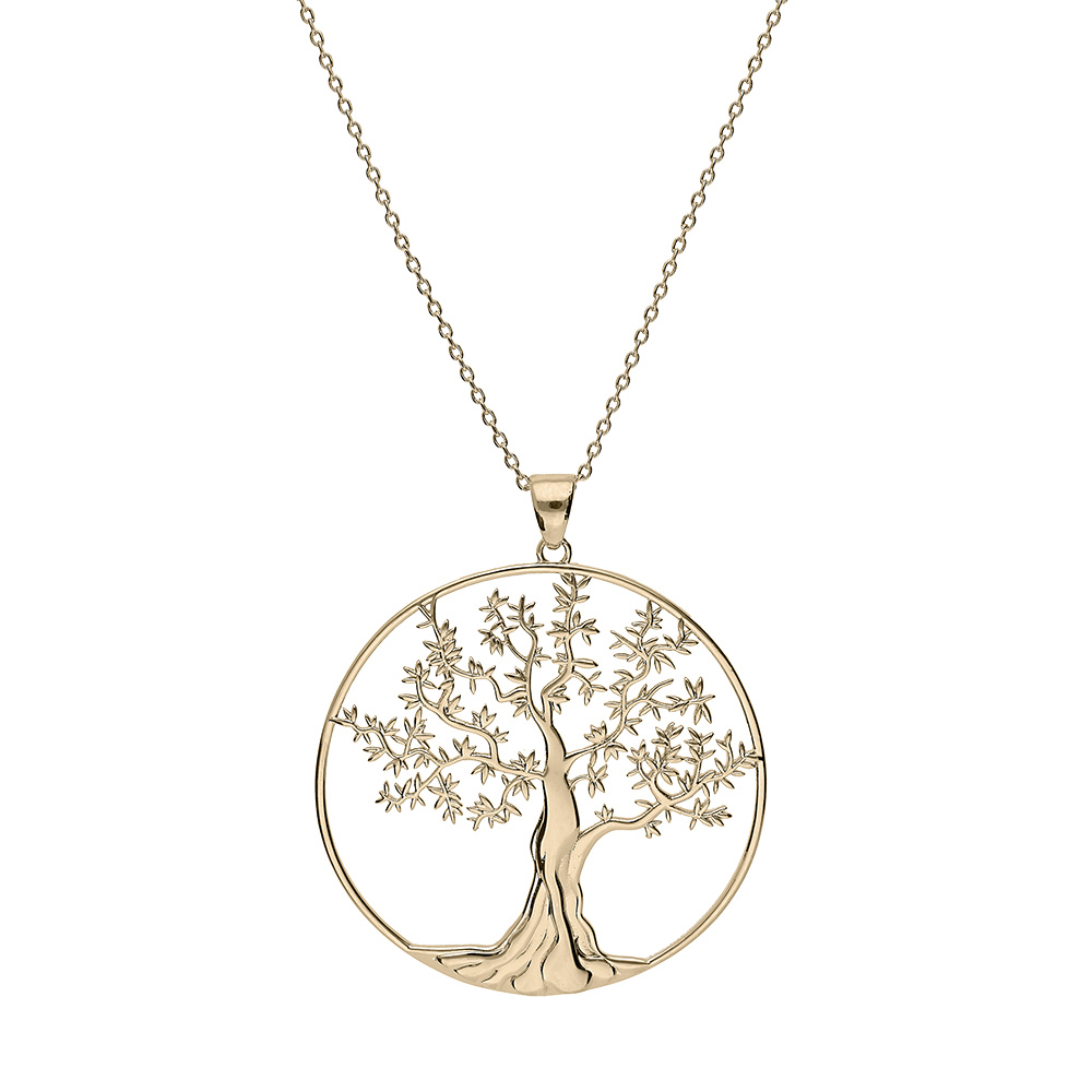 Collier en vermeil massif arbre de vie diam�tre 35 mm - 44+5cm - Vue 2