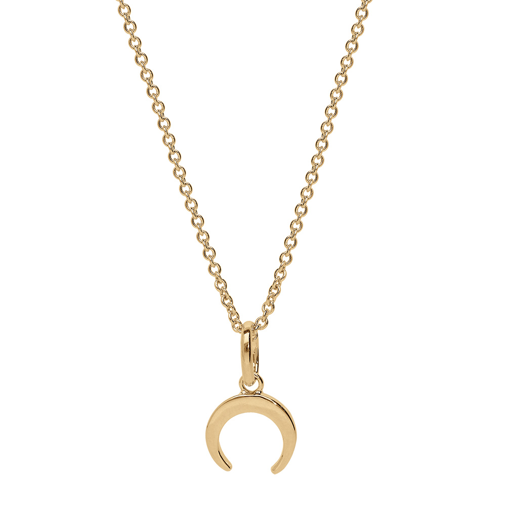 Collier en vermeil pendentif croissant de lune lisse  - 40+4cm - Vue 2