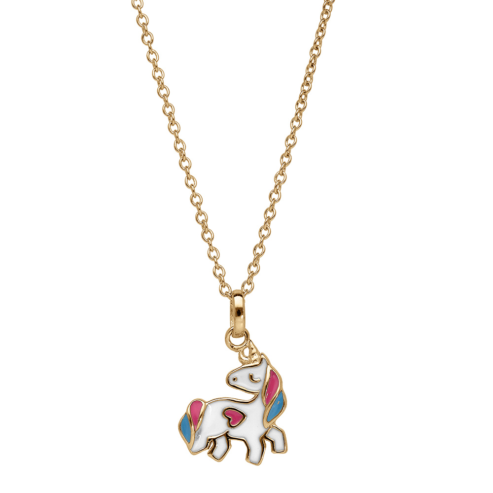 Collier en vermeil pendentif licorne en r�sine - 40+4cm - Vue 2