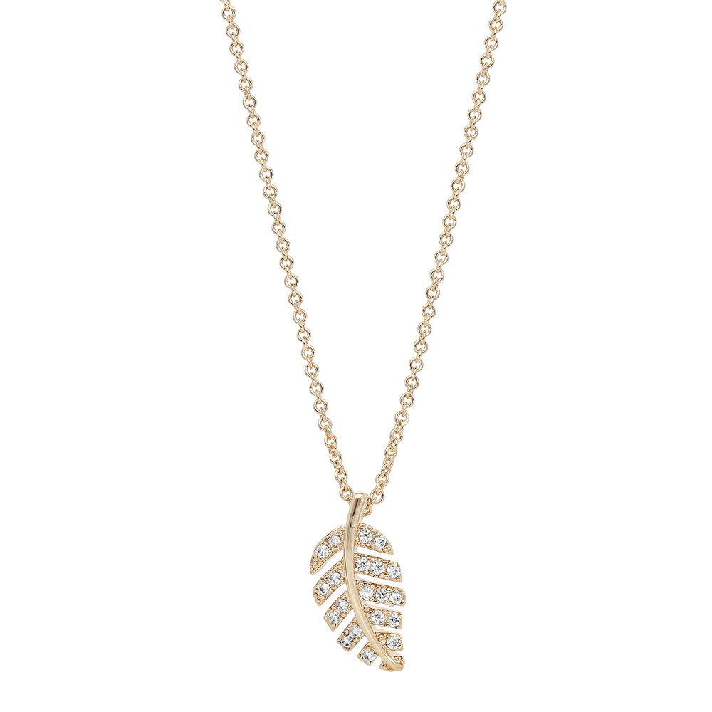 Collier en vermeil feuillage avec oxydes blancs sertis - 40+4cm - Vue 2