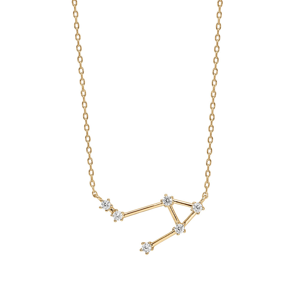 Collier en vermeil constellation zodiacale de la  balance avec fines barres orn�es d\'oxydes blancs sertis - 42,5+2,5cm - Vue 2