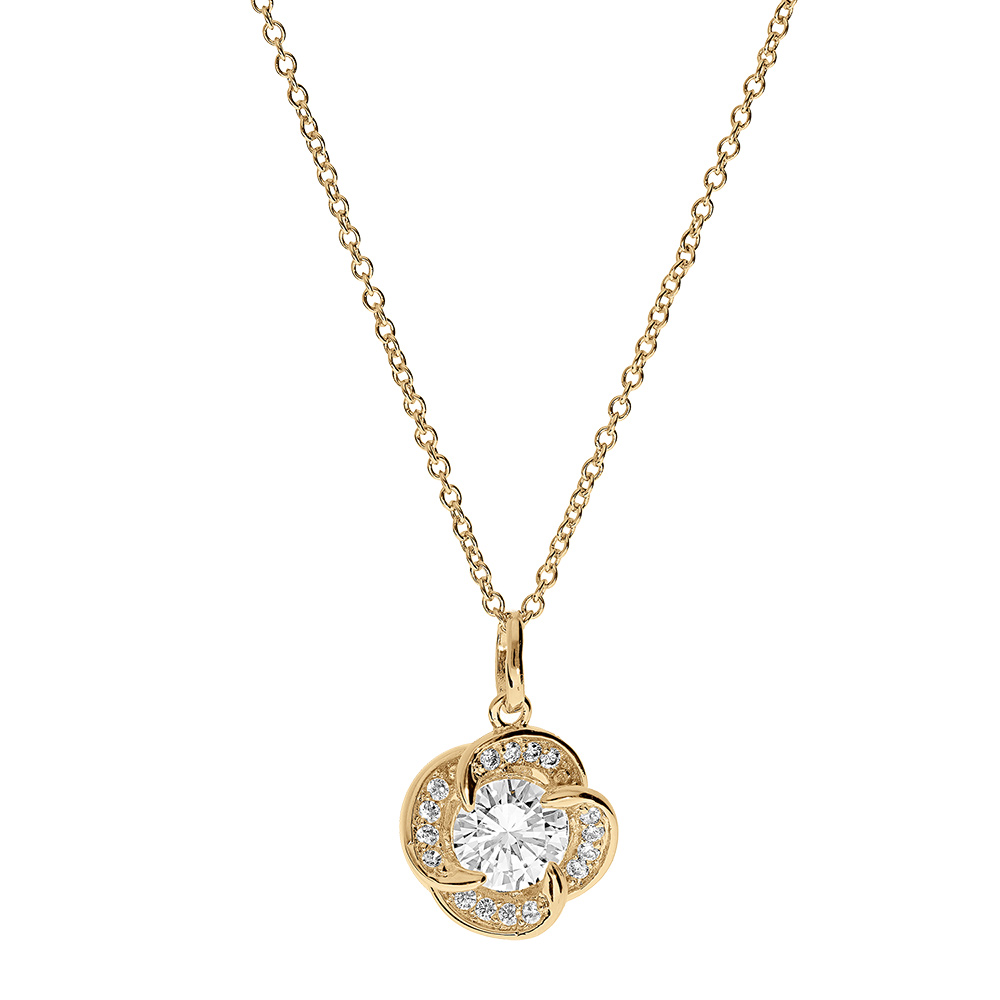 Collier en vermeil pendentif rosace avec oxydes blancs - 40+4cm - Vue 2