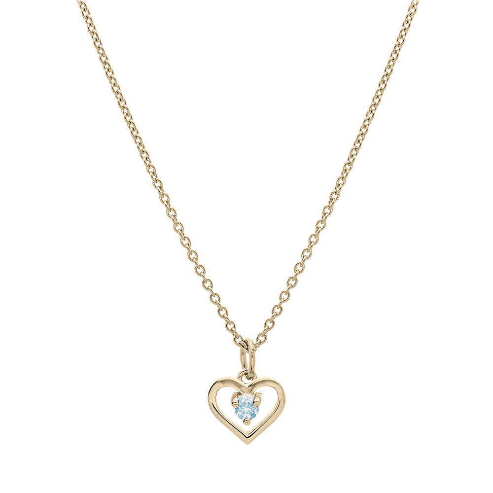 Collier en vermeil pendentif coeur et oxyde bleu ciel - 35+5cm - Vue 2
