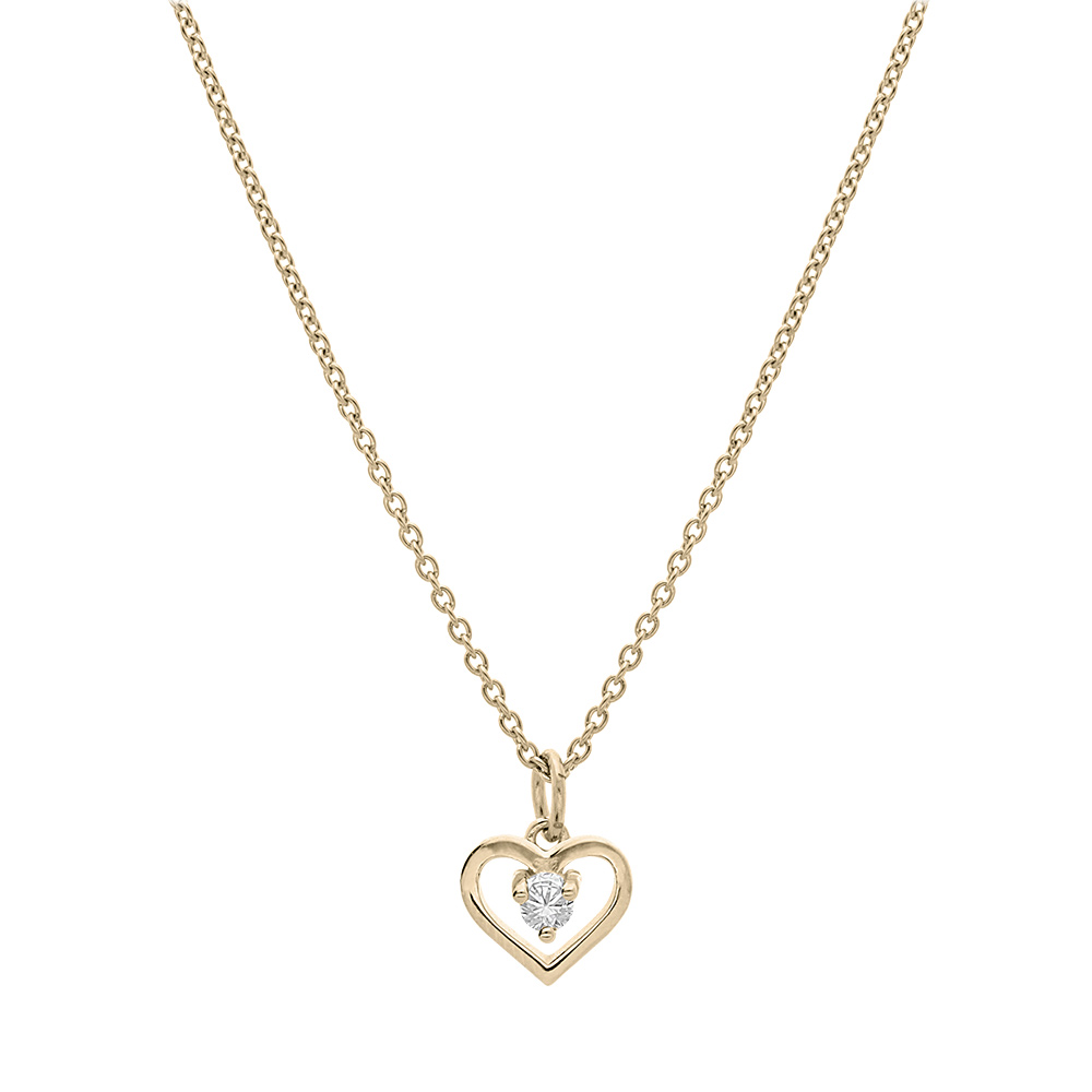 Collier en vermeil pendentif coeur et oxyde blanc - 35+5cm - Vue 2