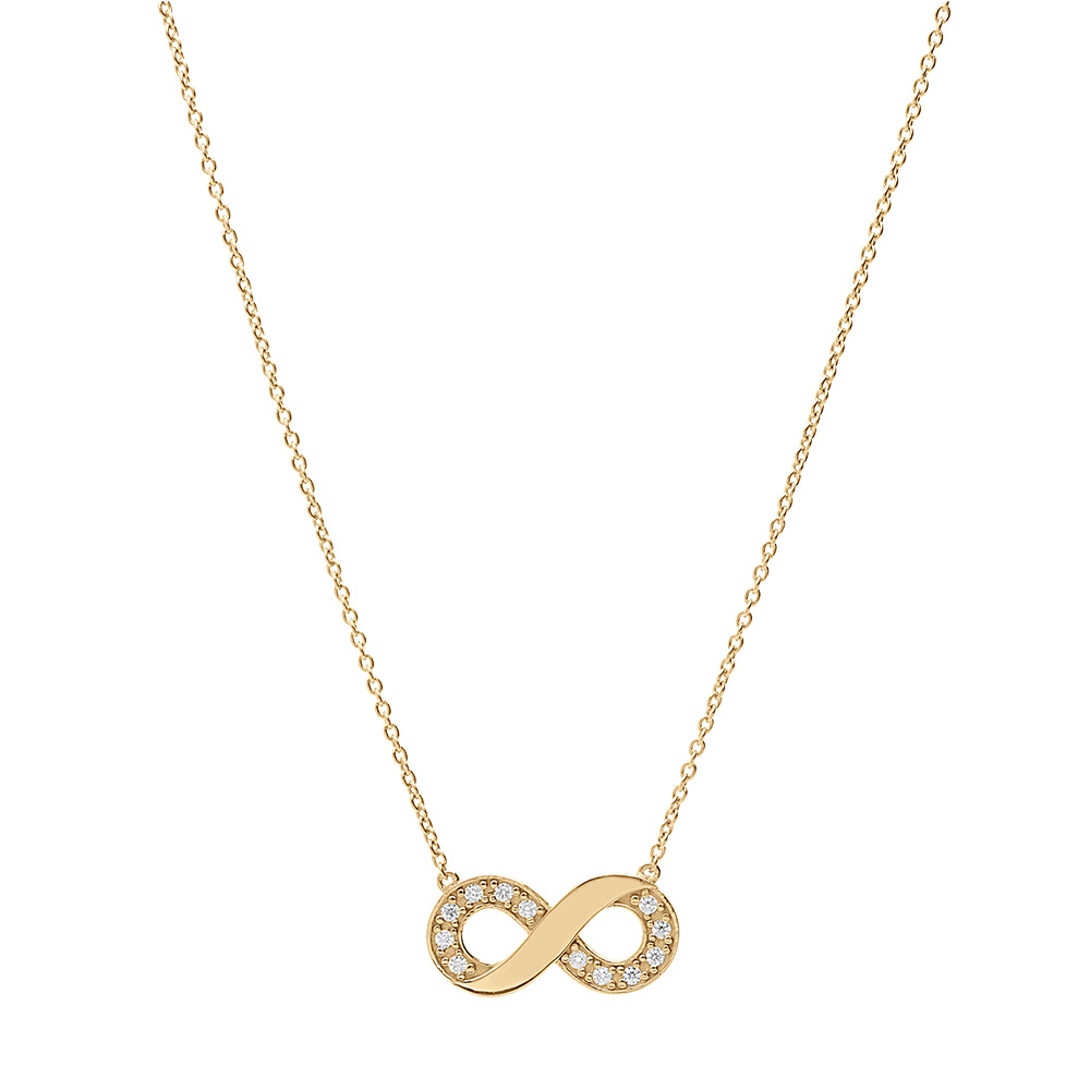Collier en vermeil infini � graver avec oxydes blancs sertis - 42+3cm - Vue 2