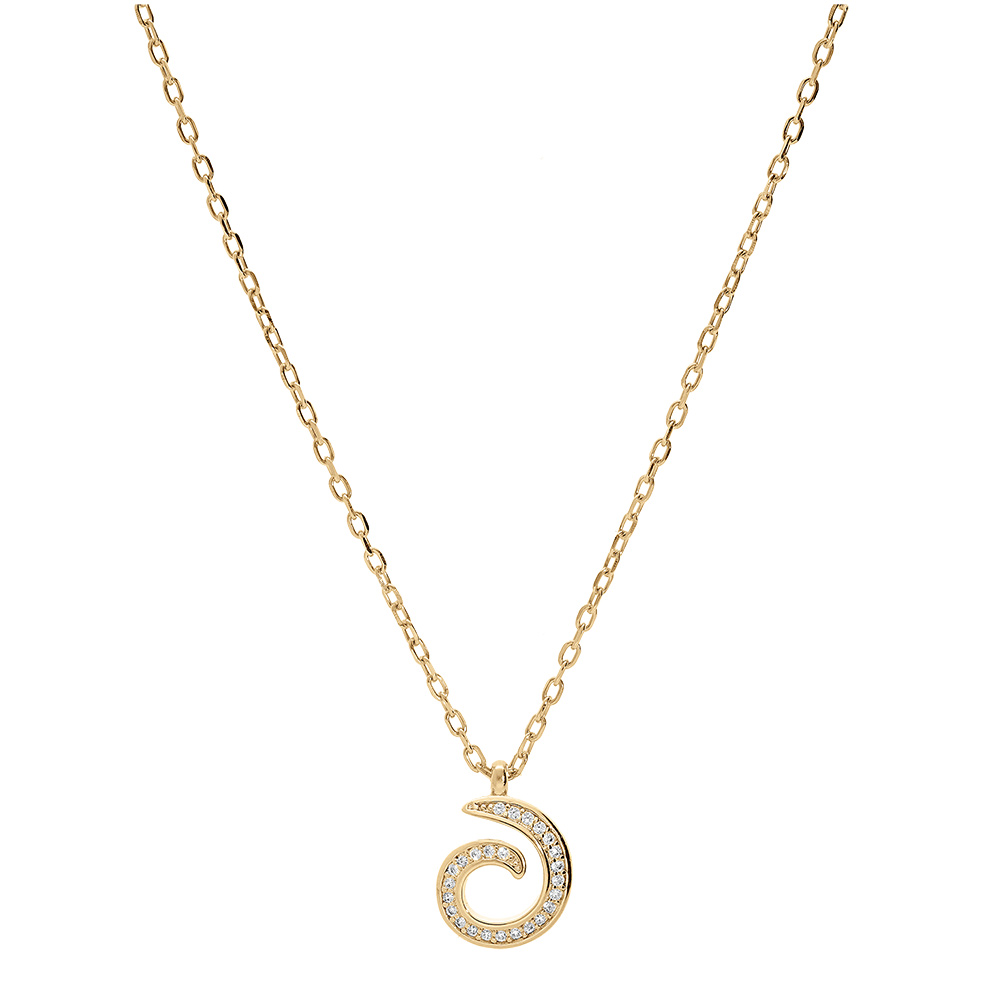 Collier en vermeil spirale avec oxydes blancs sertis - 40+5cm - Vue 2
