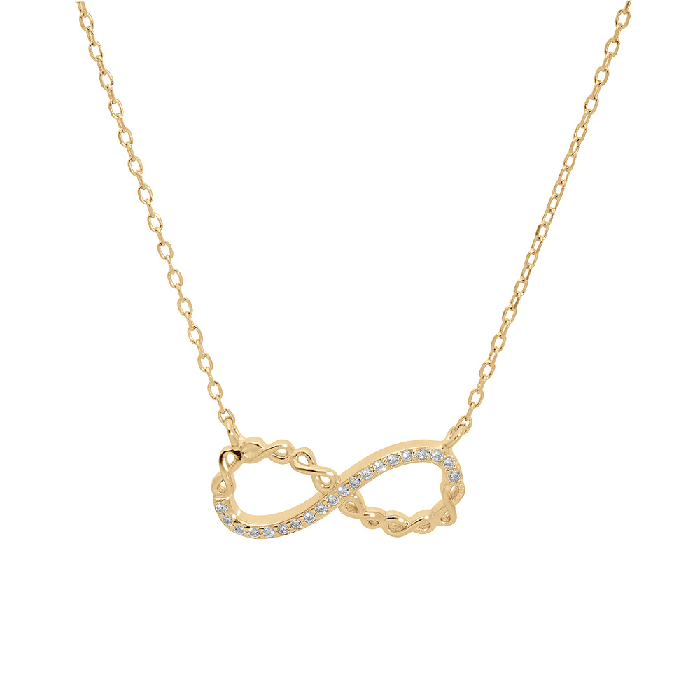 Collier en vermeil motif infini avec oxydes blancs sertis 44cm r�glable 42 et 40cm - Vue 2