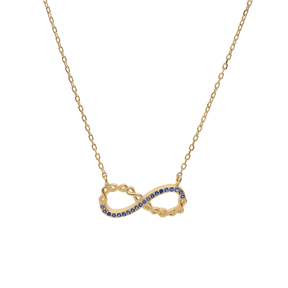 Collier en vermeil infini avec oxydes bleus - 44cm r�glable 42 et 40 - Vue 2
