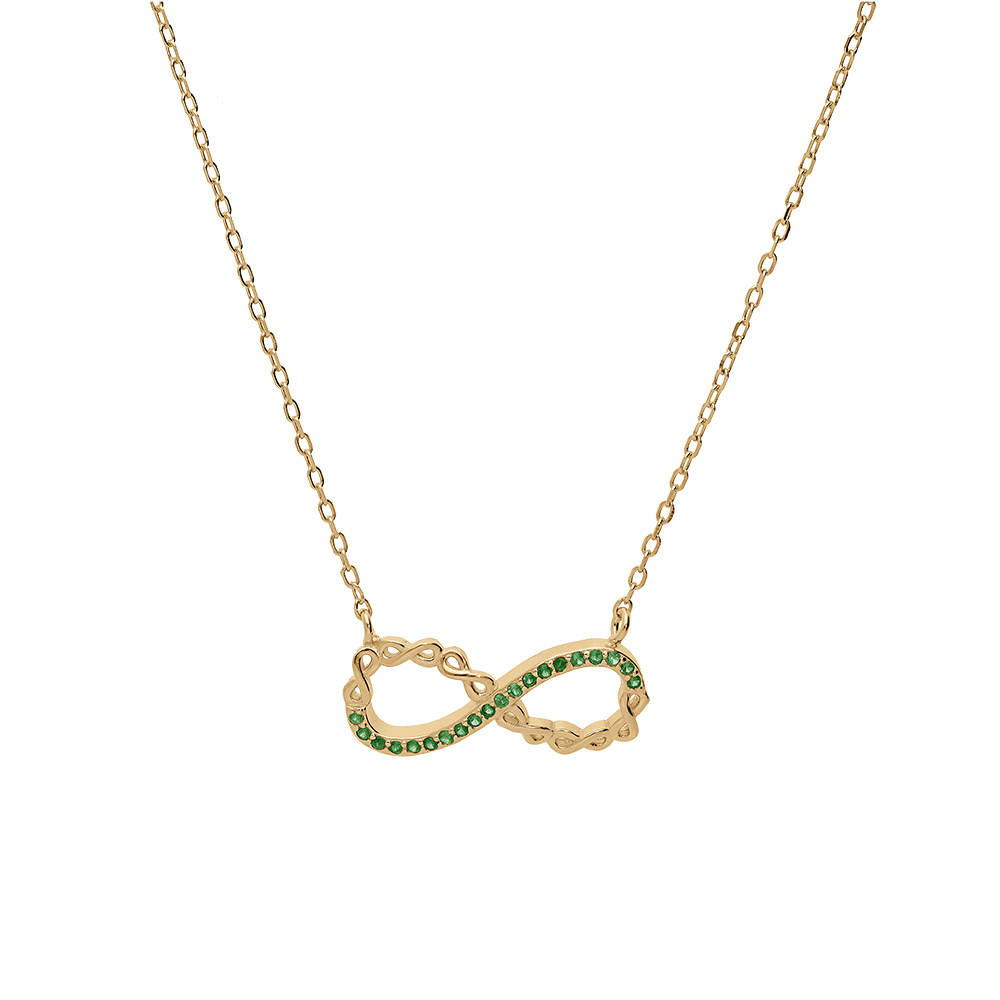 Collier en vermeil infini avec oxydes verts - 44cm r�glable 42 et 40 - Vue 2