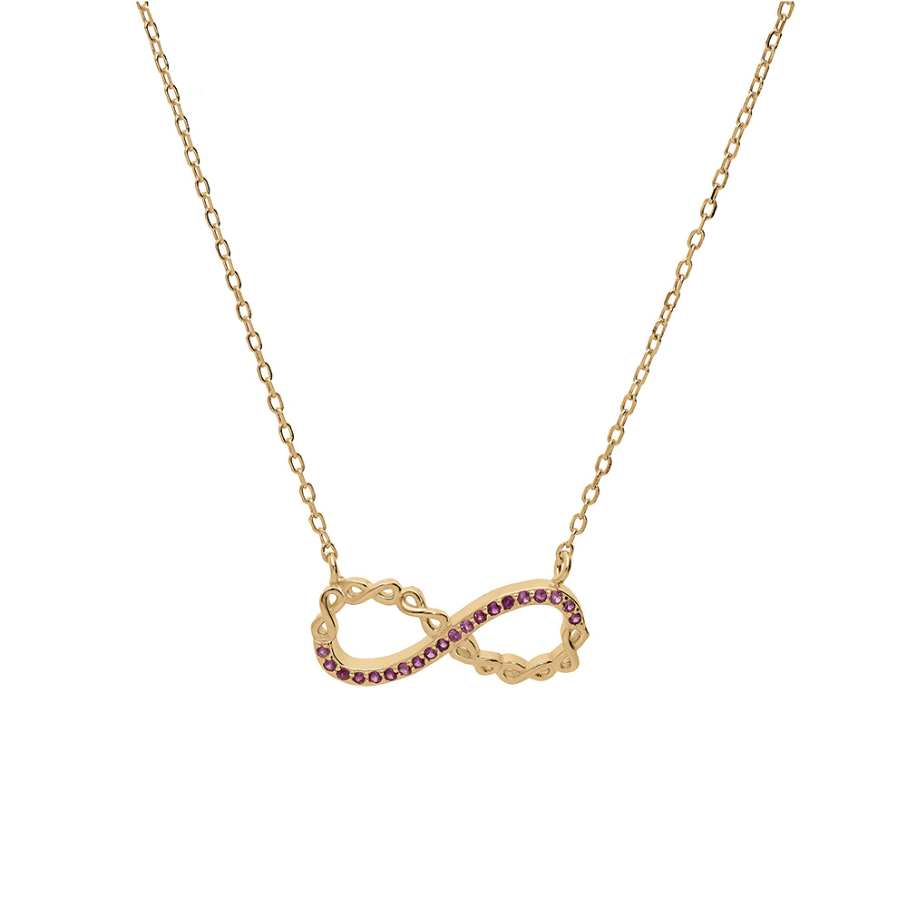 Collier en vermeil infini avec oxydes roses - 44cm r�glable 42 et 40 - Vue 2