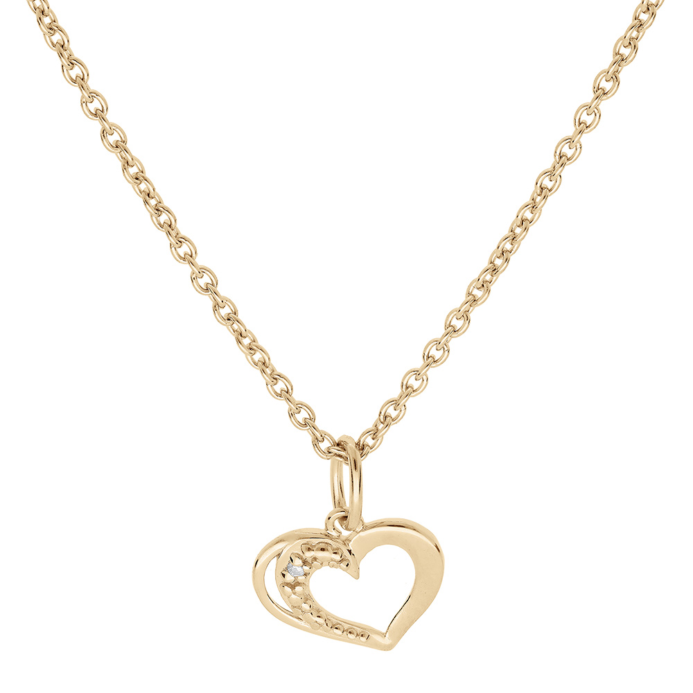Collier en vermeil pendentif coeur avec oxydes blancs sertis - 38+5cm - Vue 2