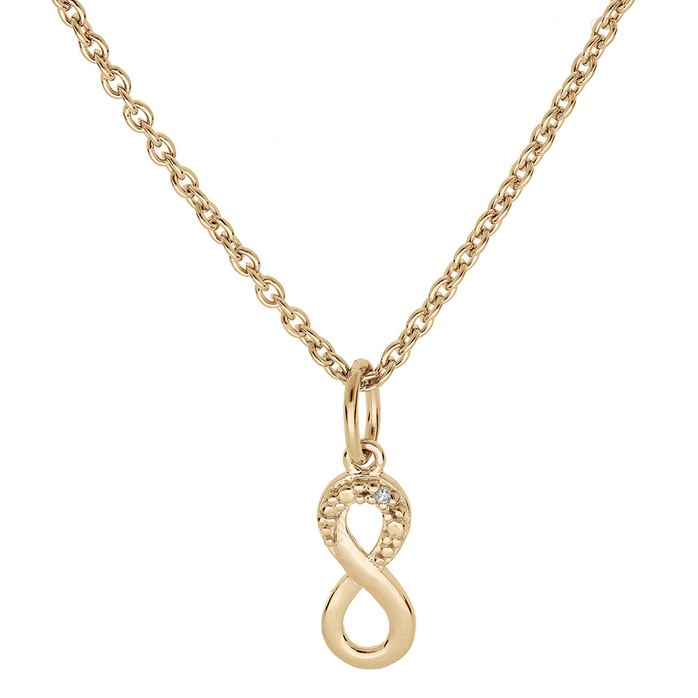 Collier en vermeil pendentif infini avec oxydes blancs sertis - 38+5cm - Vue 2