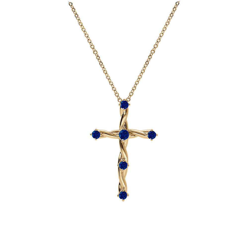 Collier en vermeil pendentif croix avec oxydes bleus - 41+3cm - Vue 2