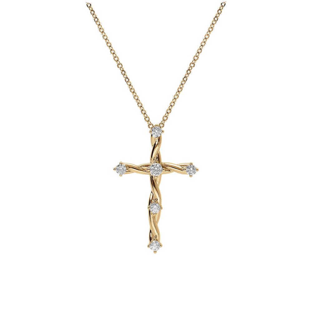 Collier en vermeil pendentif croix avec oxydes blancs - 41+3cm - Vue 2