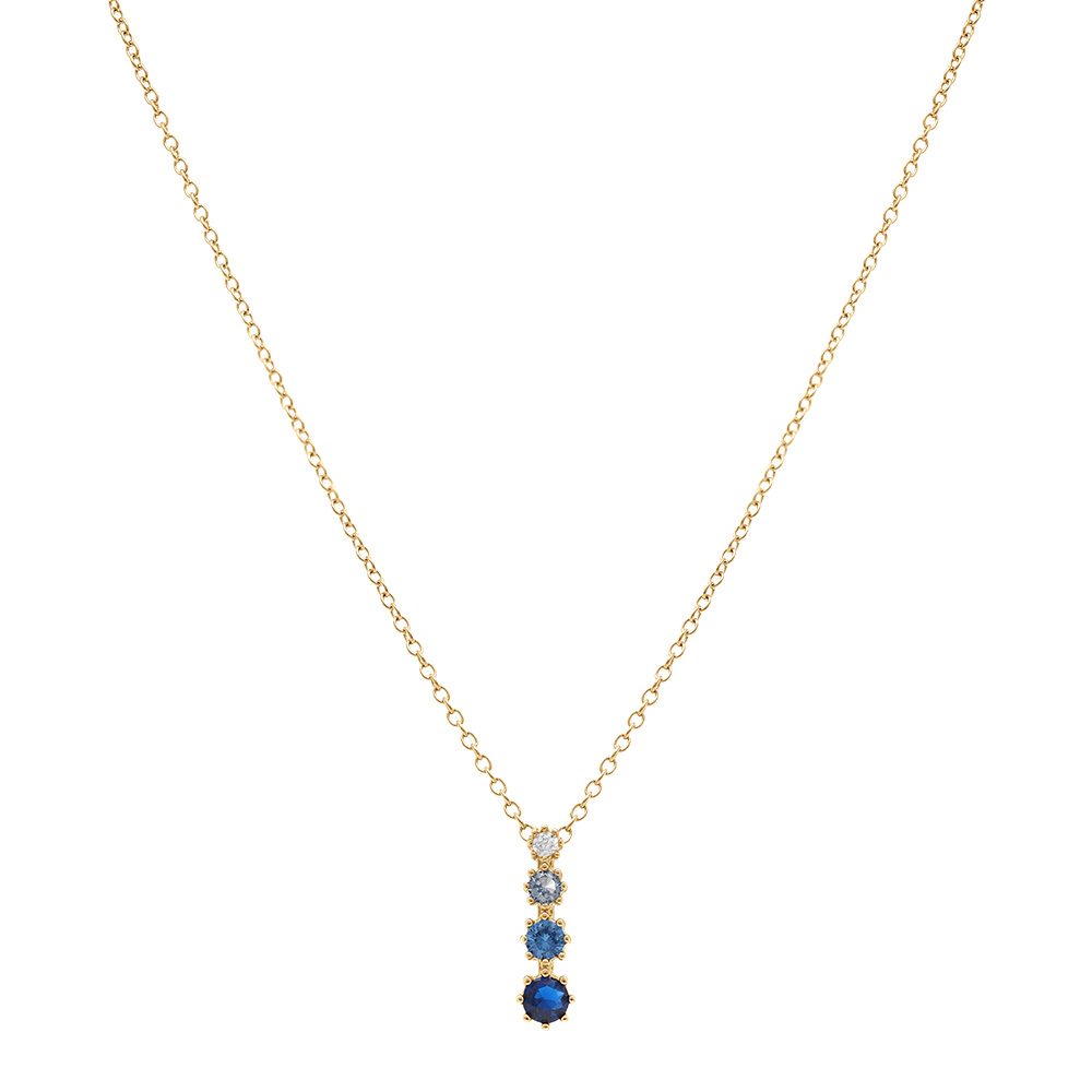 Collier en vermeil pendant d�grad� d\'oxydes bleus -  42+3cm - Vue 2