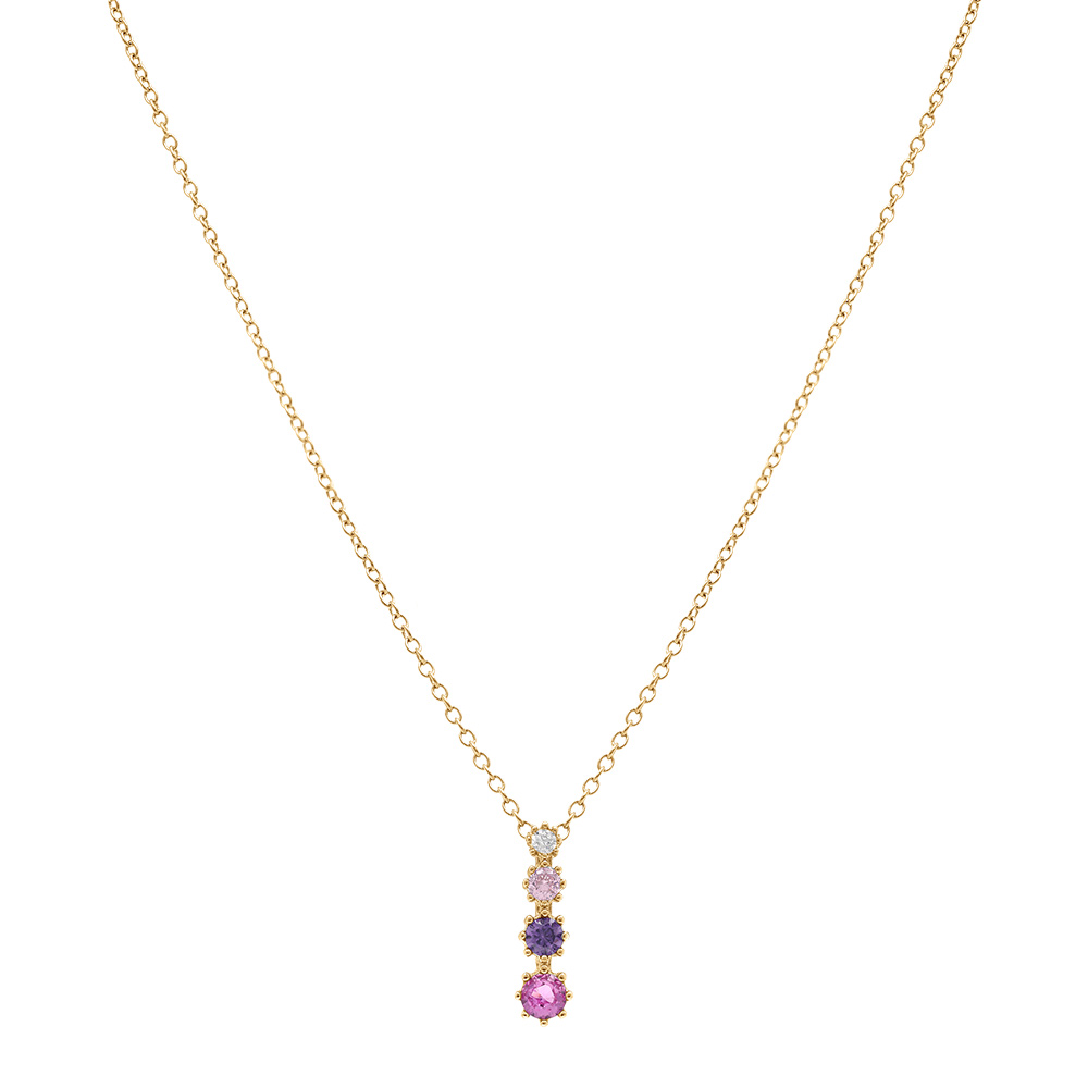 Collier en vermeil pendant oxydes d�grad�s roses - 42+3cm - Vue 2