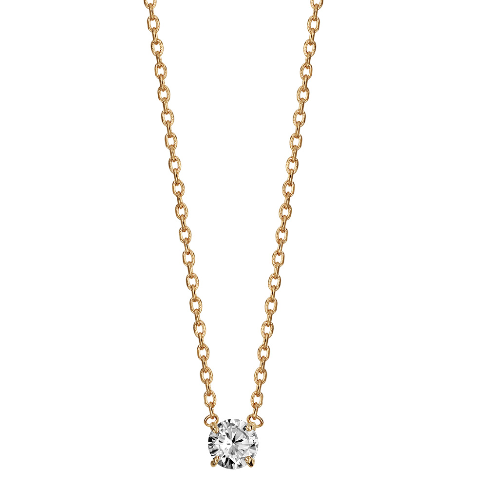 Collier en vermeil solitaire d\'oxyde blanc 5mm serti 4 griffes - 38+4cm - Vue 2