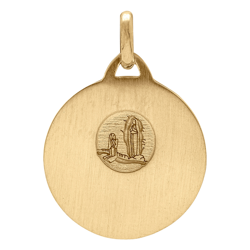 M�daille en vermeil ronde avec vierge 18mm - Vue 2