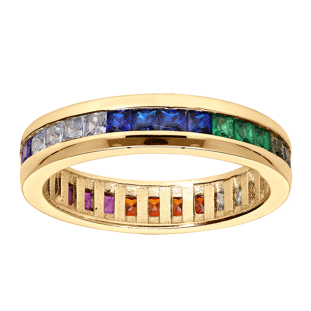 Bague en vermeil empierr�e multi couleurs - Vue 2