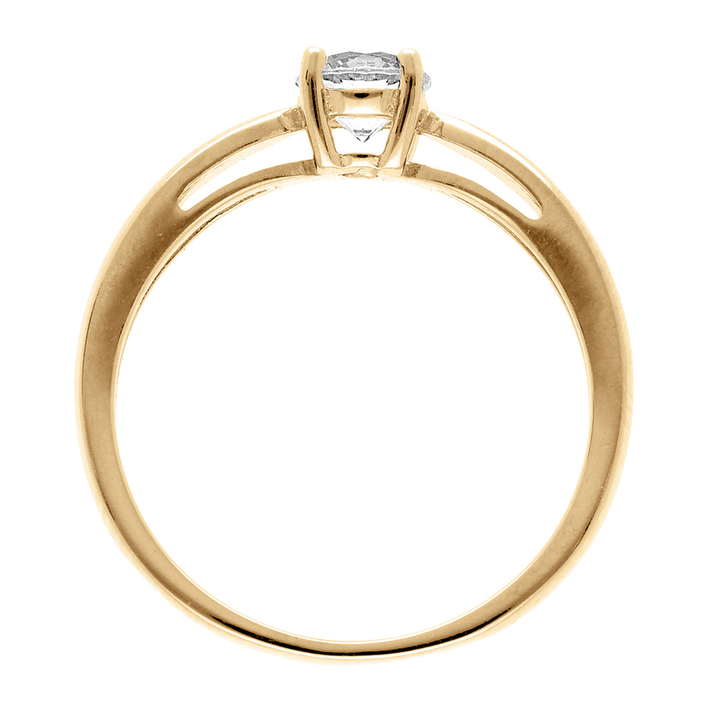 Bague en vermeil 5mm avec solitaire oxyde blanc serti quatre griffes - Vue 2