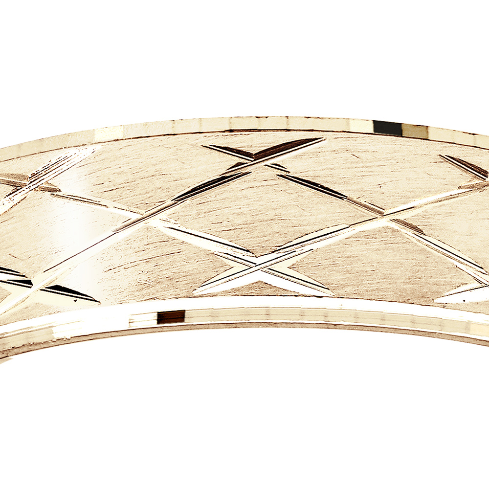 Alliance en vermeil bross� motif en X largeur 5mm - Vue 2