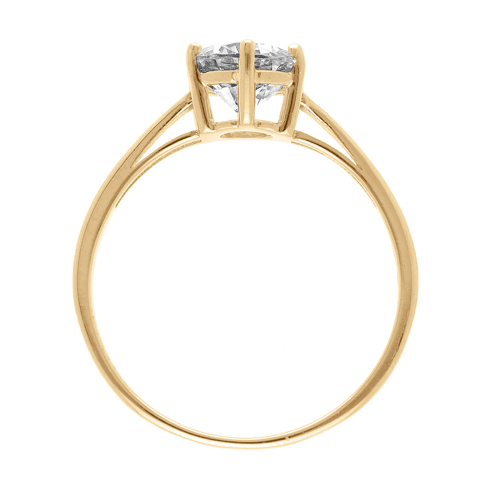 Bague en vermeil solitaire rond oxyde blanc serti 7mm - Vue 2