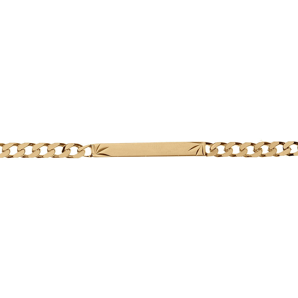 Gourmette en plaqu� or maille serr�e avec diamantage �toil� dans 2 angles - largeur 4mm et longueur 18cm - Vue 2