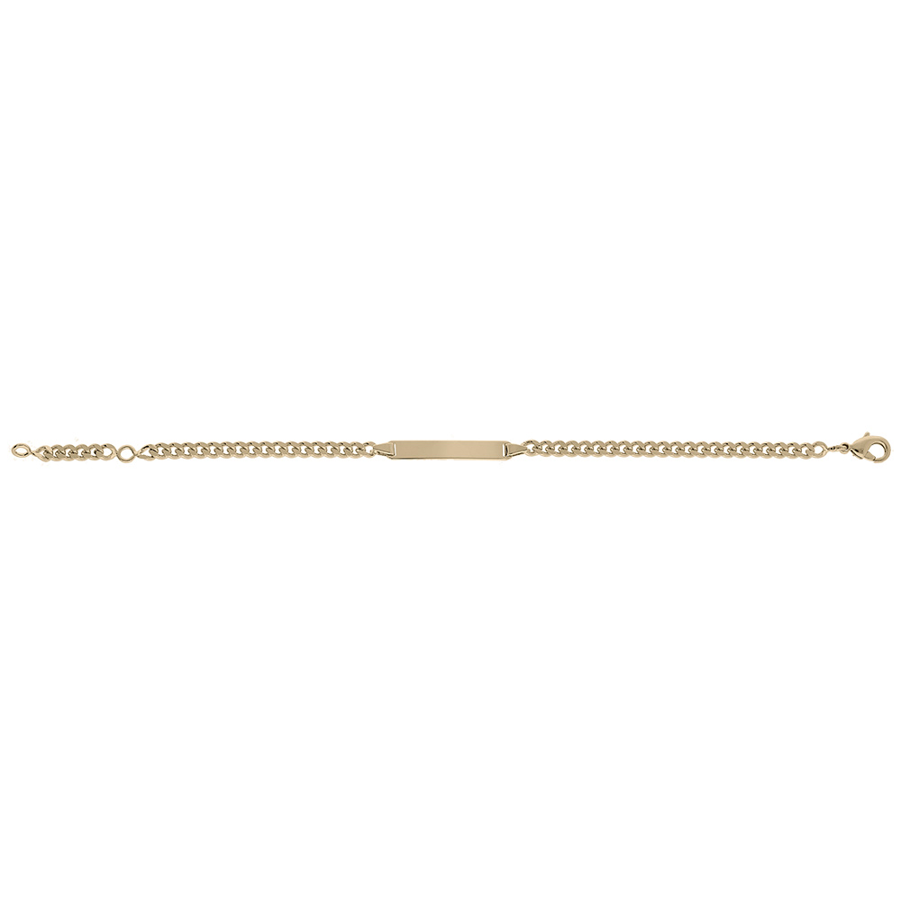 Gourmette pour enfant en plaqu� or maille serr�e largeur 3mm et longueur 14cm + 2cm de rallonge - Vue 2