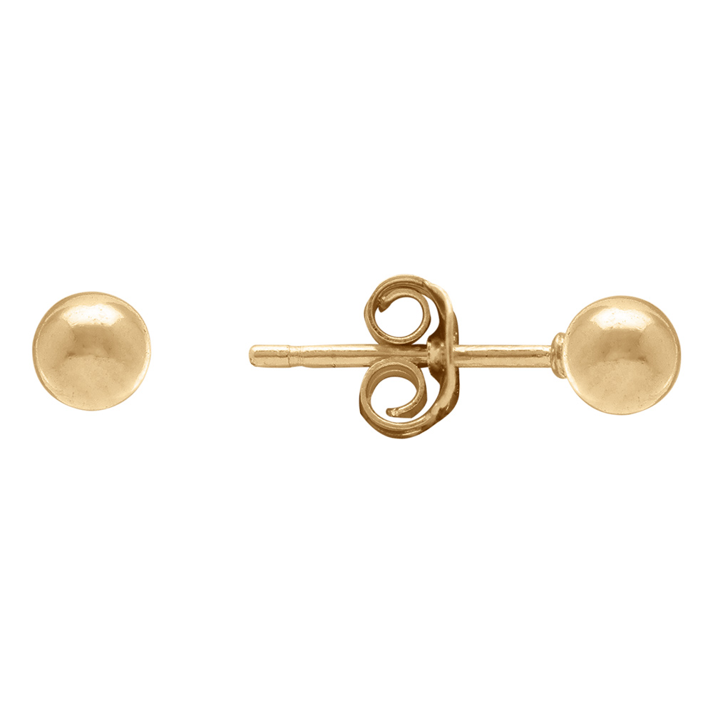 Boucles d\'oreilles en plaqu� or boule de 4mm et fermoir poussette - Vue 2