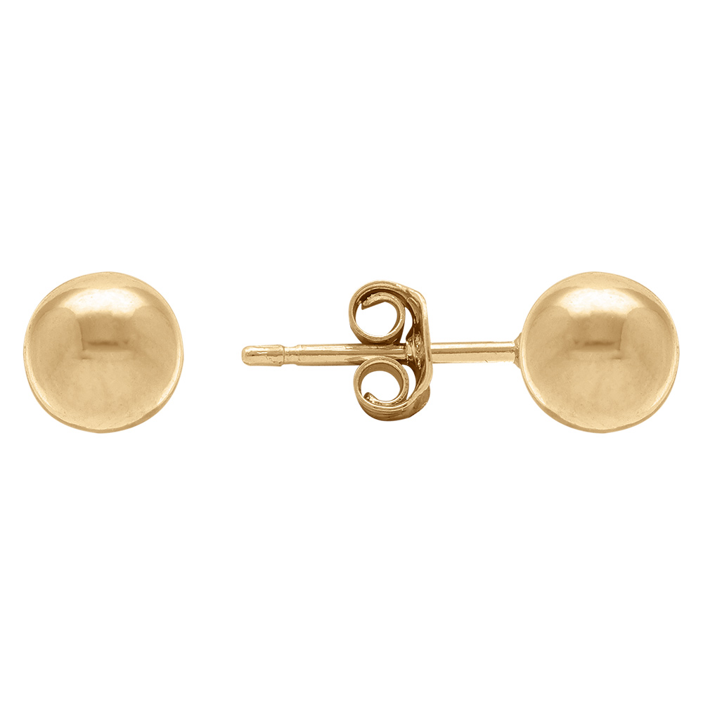 Boucles d\'oreilles en plaqu� or boule de 6mm et fermoir poussette - Vue 2