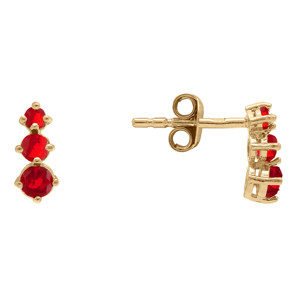 Boucles d\'oreille tige en plaqu� ortrois oxydes rouges - Vue 2