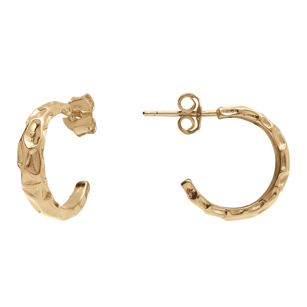 Cr�oles en plaqu� or martel�es - Vue 2