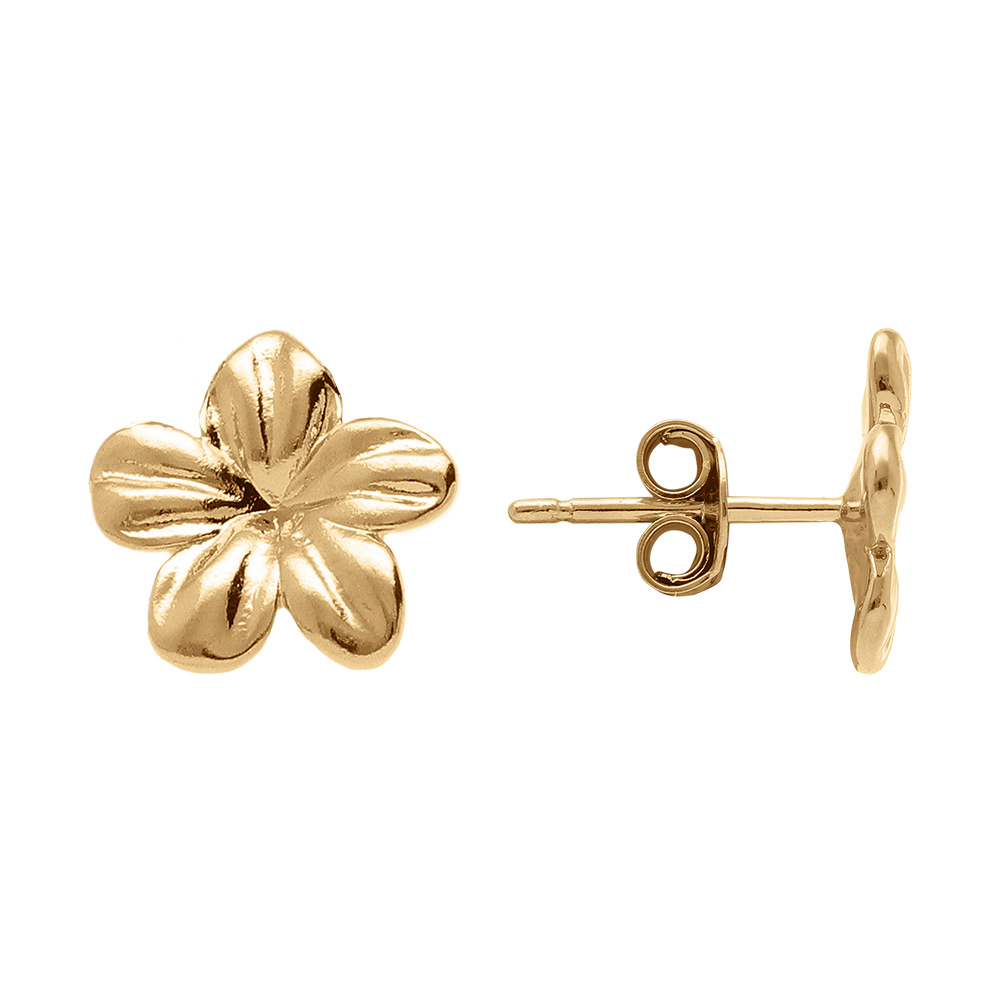 Boucles d\'oreille tige en plaqu� or motif fleur - Vue 2