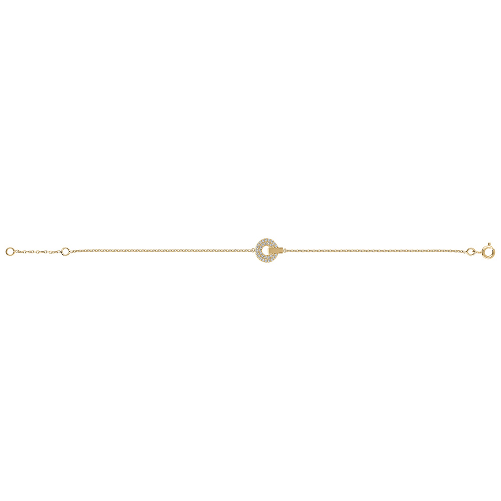 Bracelet en plaqu� or rond oxydes blancs sertis 18cm r�glable 16 - Vue 2