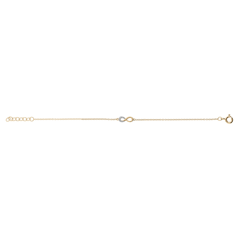 Bracelet en plaqu� or cha�ne avec infini et oxydes blancs sertis 15+3cm - Vue 2