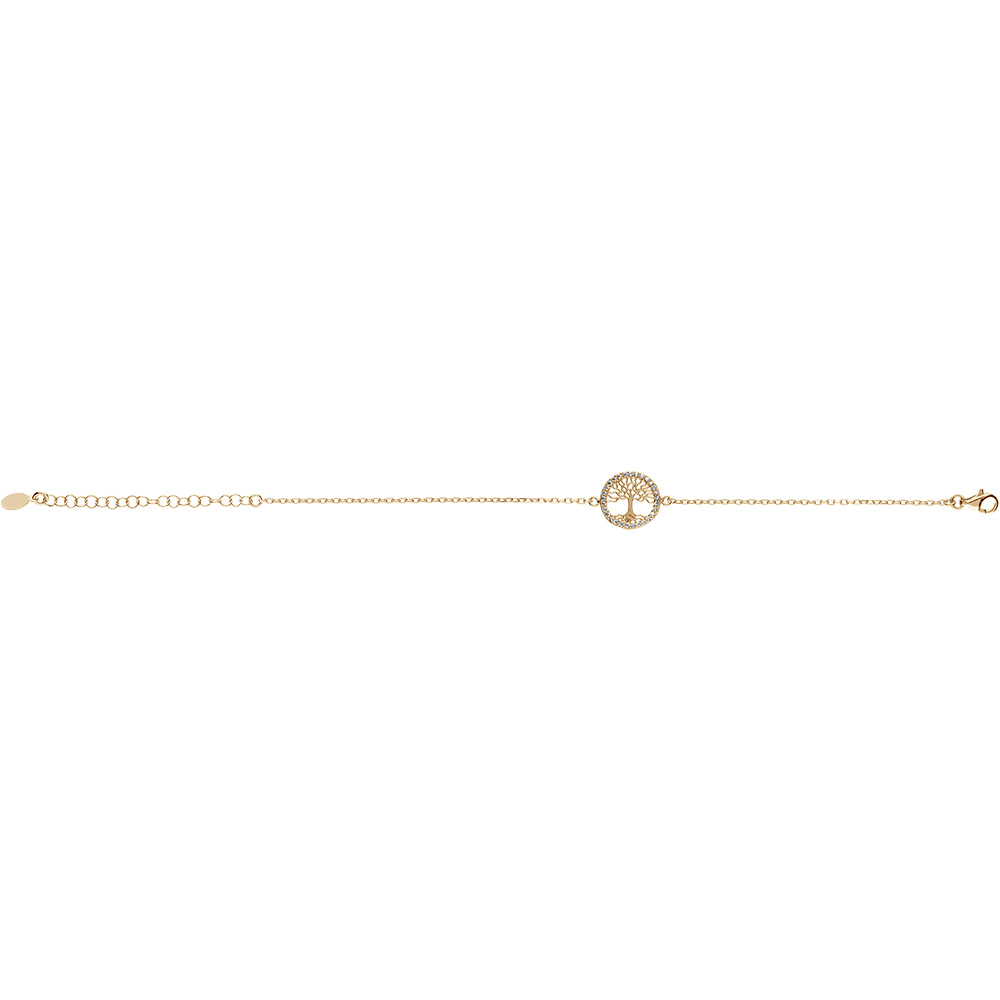 Bracelet en plaqu� or arbre de vie contour oxydes blancs sertis 16+4cm - Vue 2
