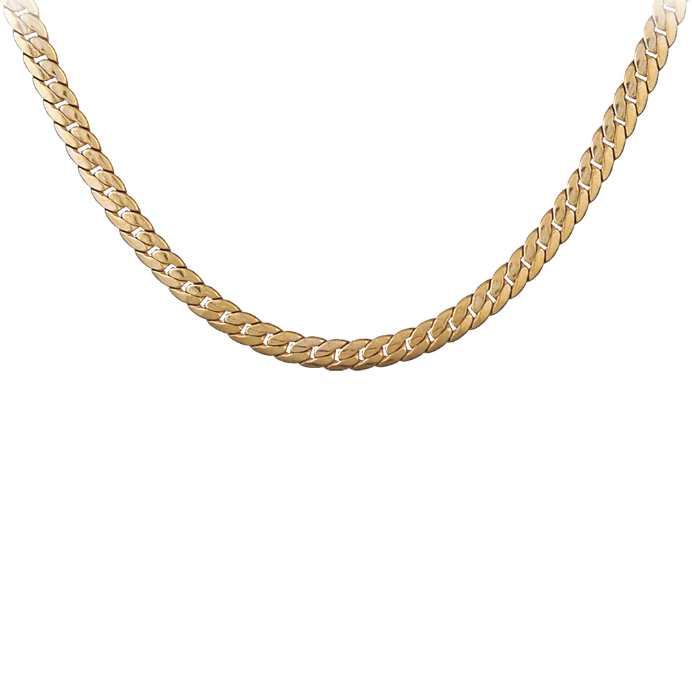 Collier en plaqu� or maille anglaise -  largeur 4mm et longueur 45cm - Vue 2
